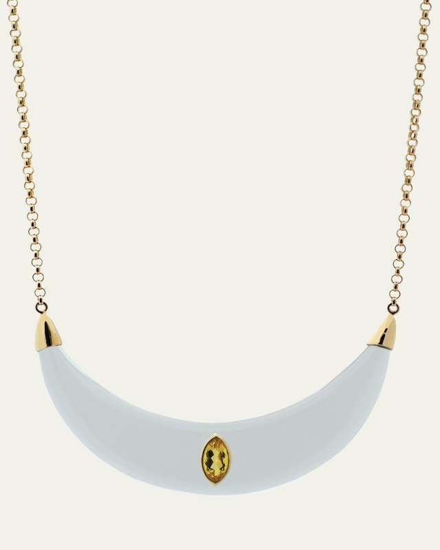 18K Rock Crystal and Citrine Moon Necklace